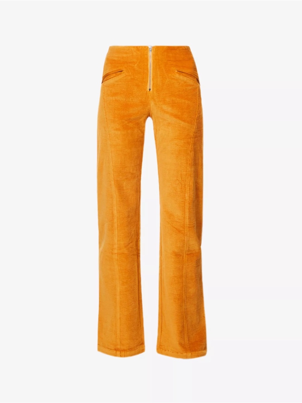 The Kript High-Rise Orange/Brown Corduroy Flare Pants
